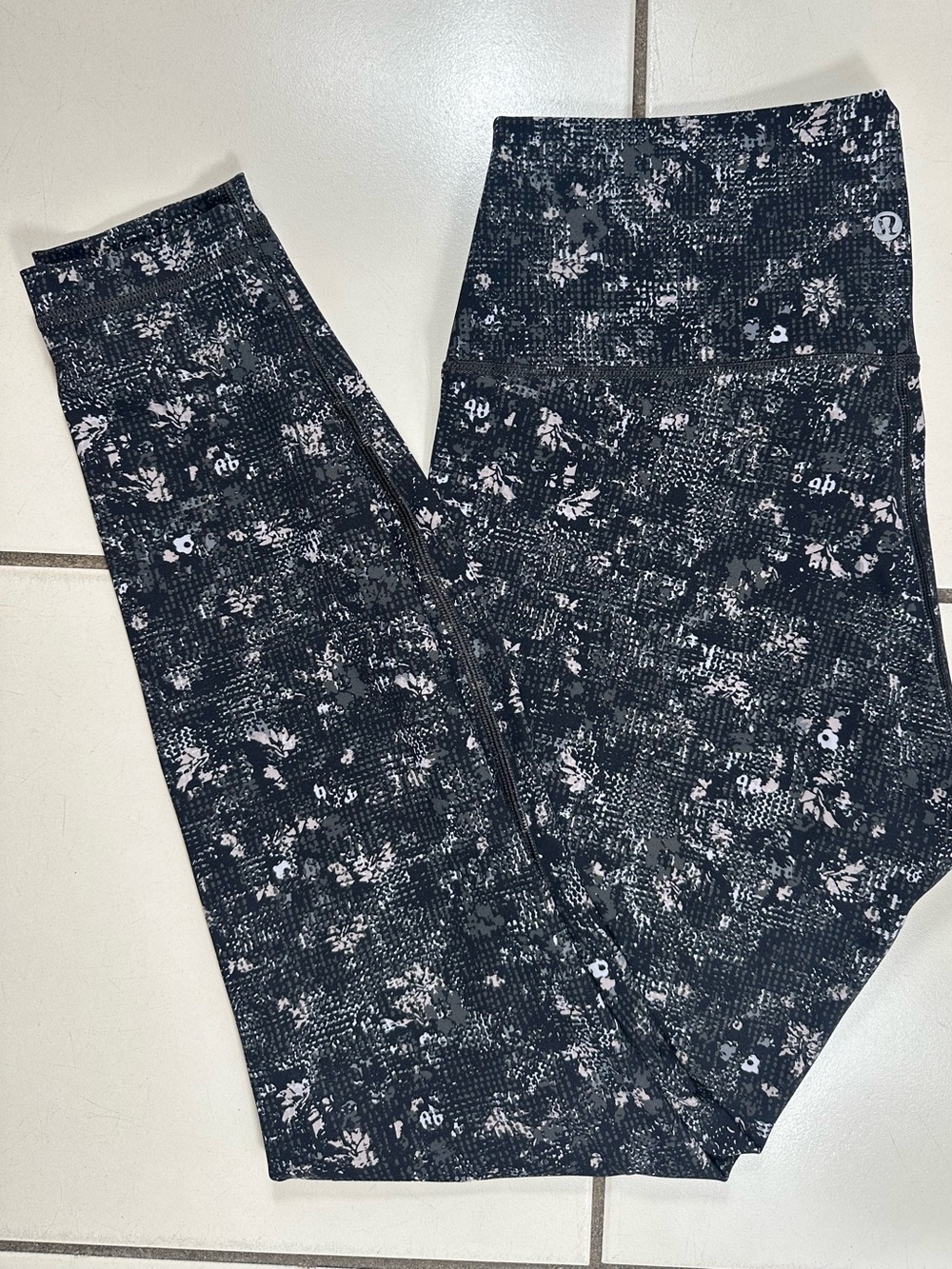 lululemon athletica Black Heathered Floral High-Rise Leggings